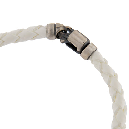 Bracciale in pelle e inserto in argento 925 con preghiera Padre Nostro
