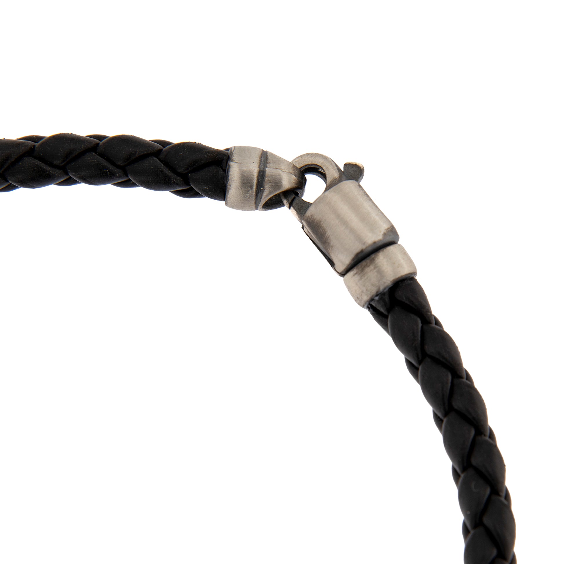 Bracciale in pelle e inserto in argento 925 con preghiera Padre Nostro
