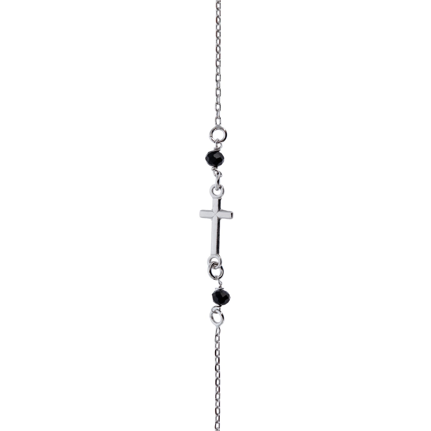 Bracciale Croce e pietre nere in bronzo