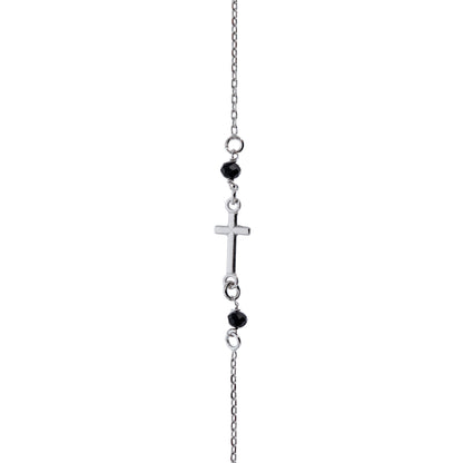 Bracciale Croce e pietre nere in bronzo