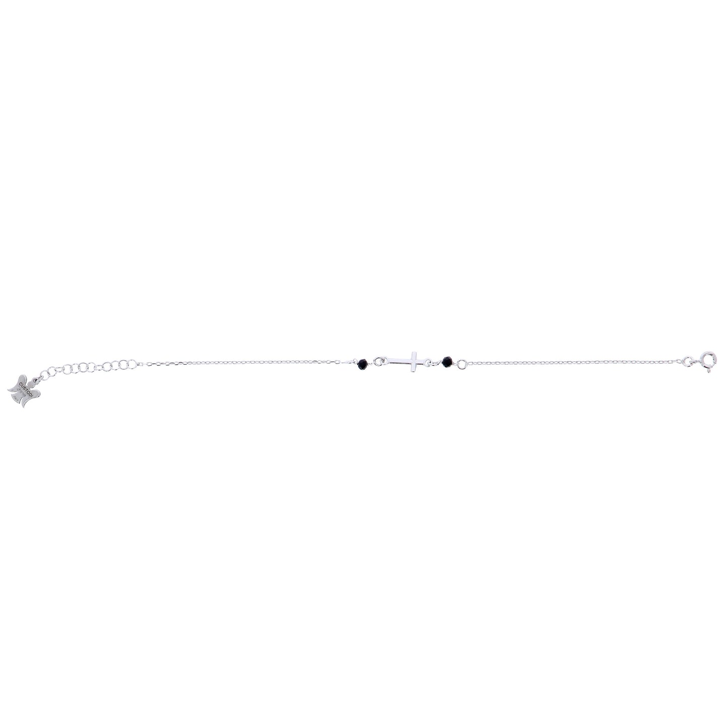 Bracciale Croce e pietre nere in bronzo