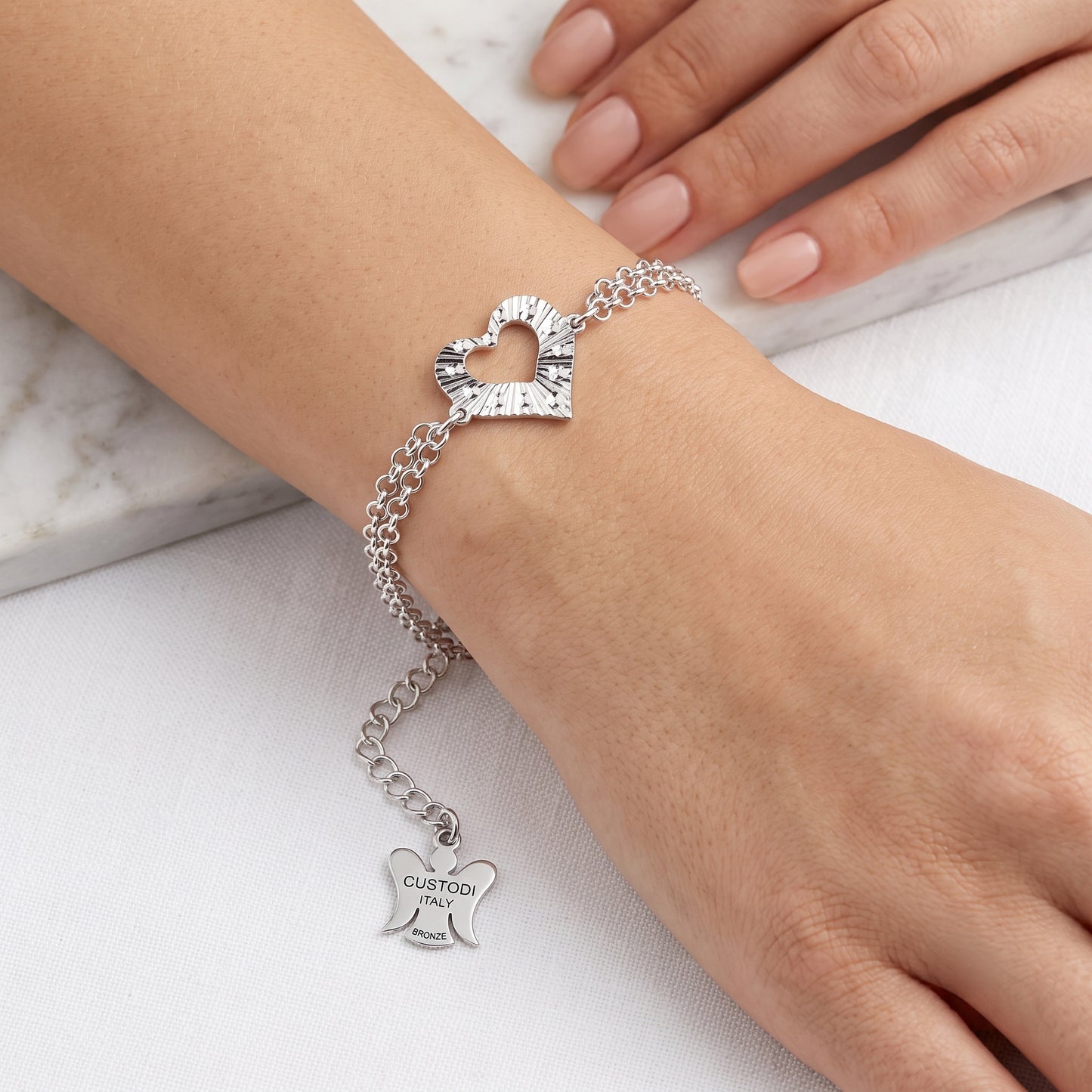 Bracciale Cuore in Bronzo 23 cm
