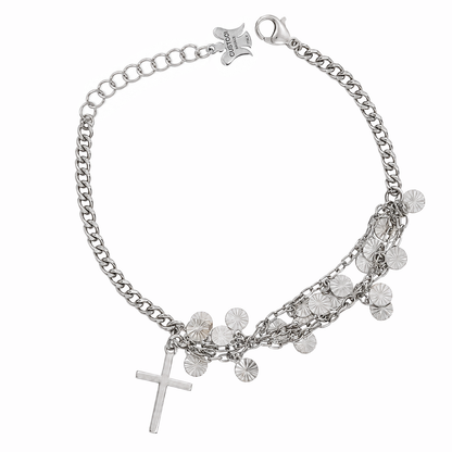 Bracciale Religioso con Croce e Pendenti Multicatena