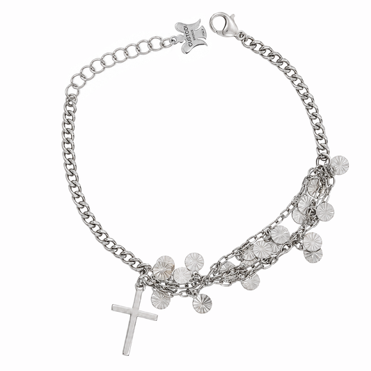 Bracciale Religioso con Croce e Pendenti Multicatena