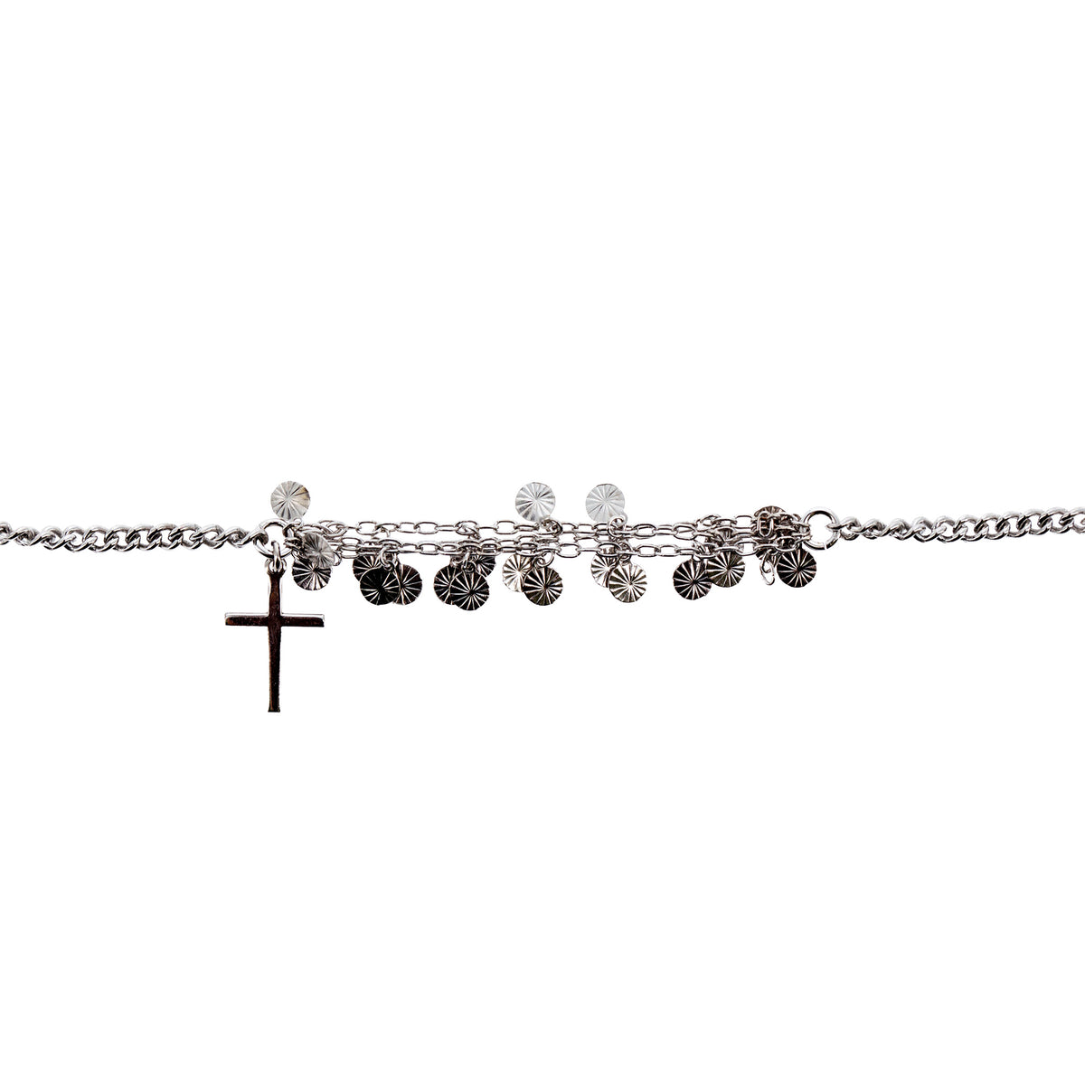 Bracciale Religioso con Croce e Pendenti Multicatena