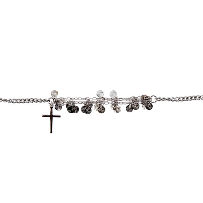 Bracciale Religioso con Croce e Pendenti Multicatena