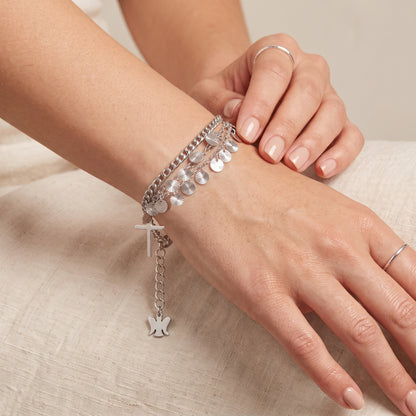 Bracciale Religioso con Croce e Pendenti Multicatena