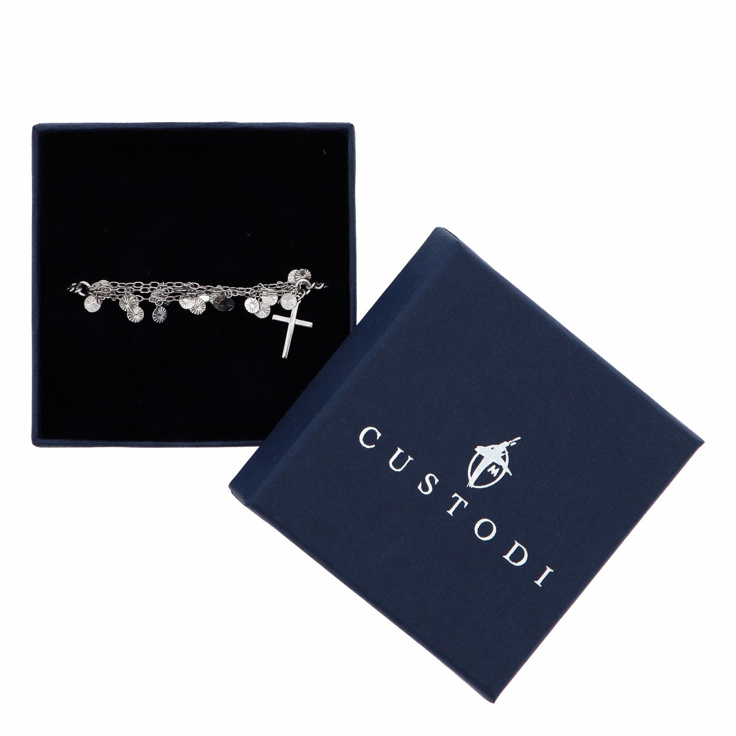 Bracciale Religioso con Croce e Pendenti Multicatena