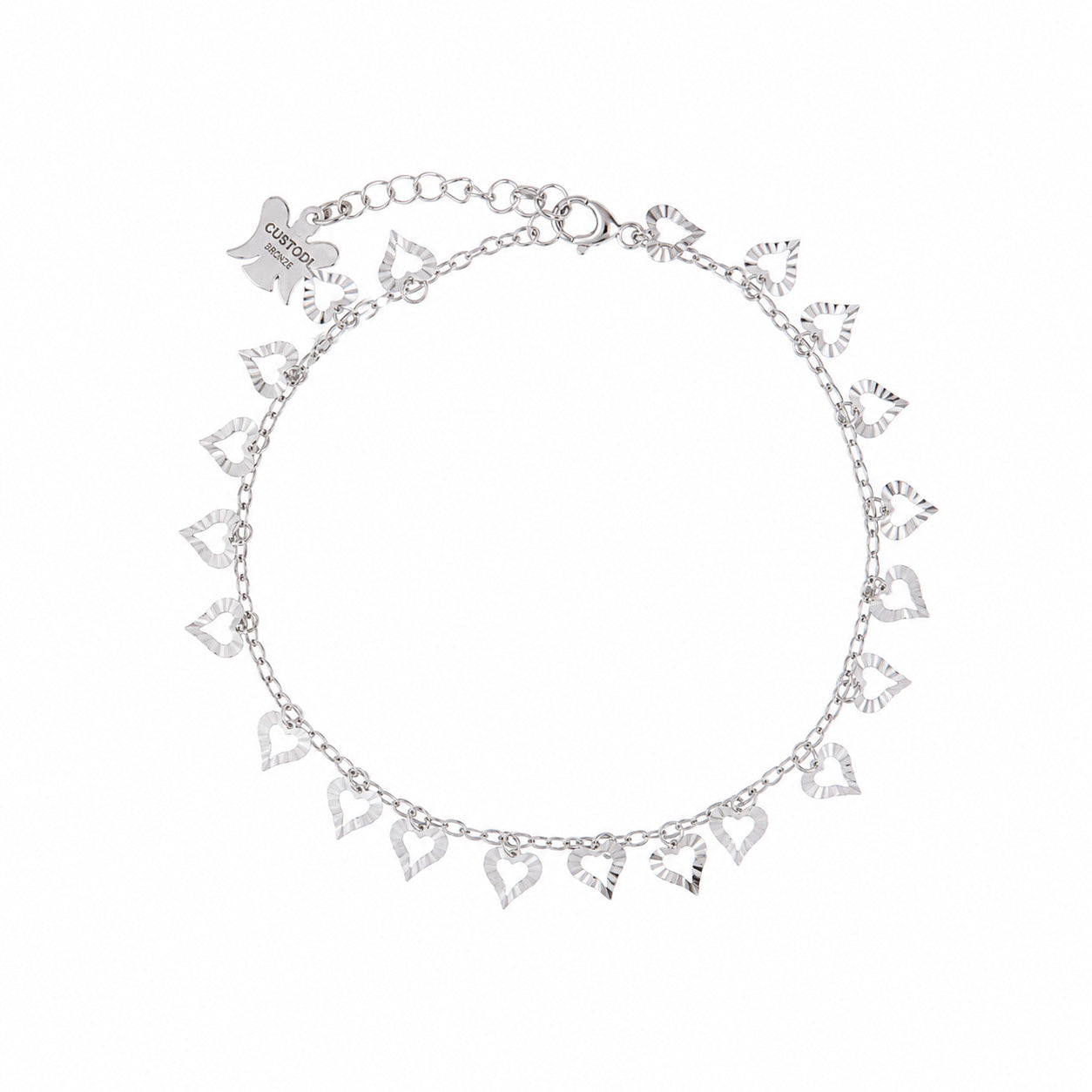 Bracciale Pendenti Cuoricini in Bronzo 21 cm