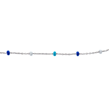 Bracciale bimbo/a celeste, blu e bianco in bronzo