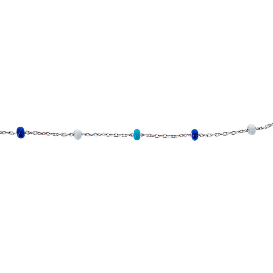 Bracciale bimbo/a celeste, blu e bianco in bronzo