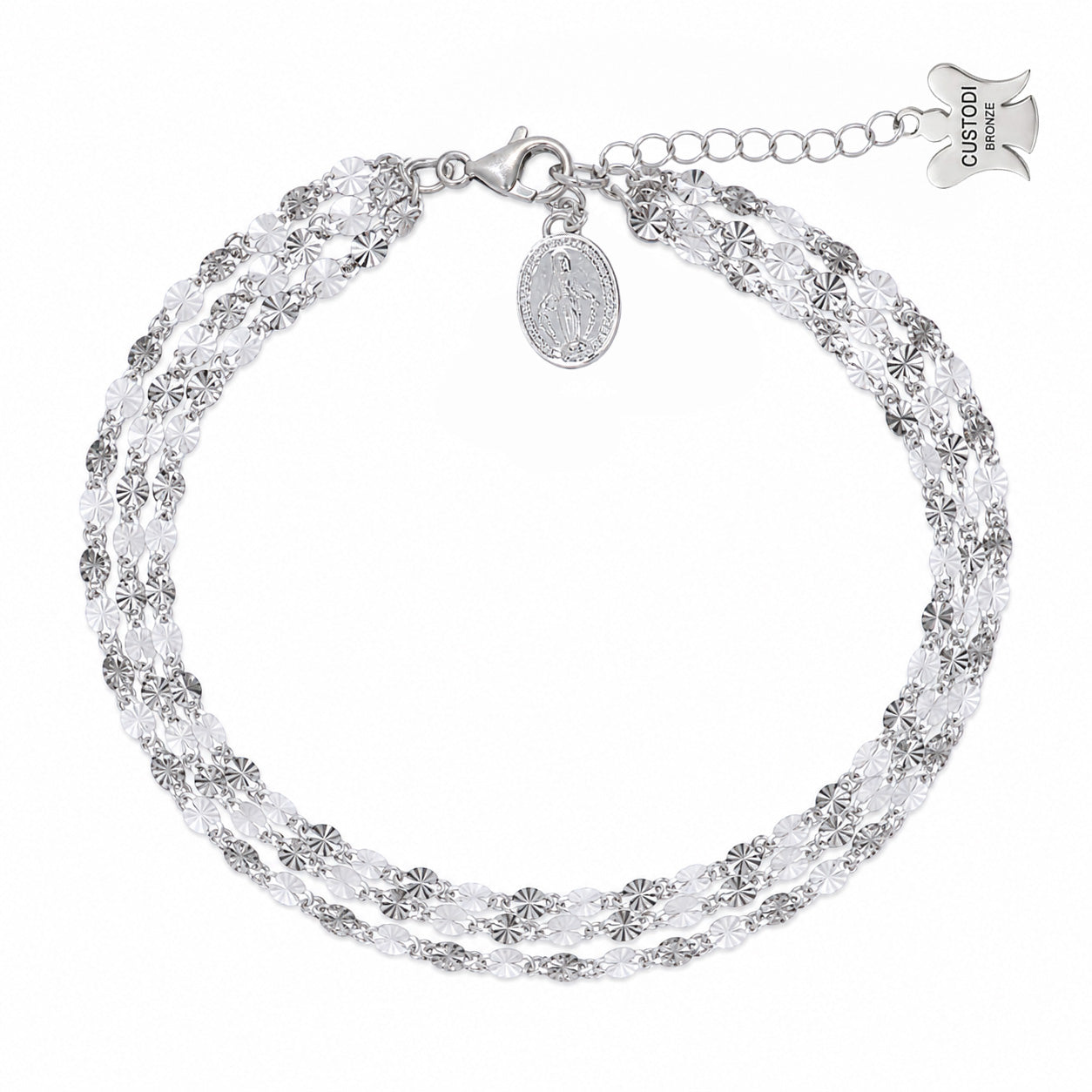 Bracciale tre Fili Catena Schiacciata Bronzo 21 cm