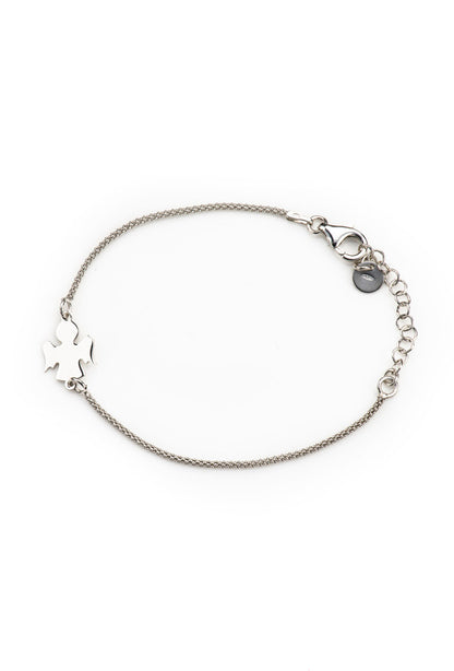 Bracciale maglia coreana Angelo in argento 925 rodiato. Lunghezza 17+3 cm