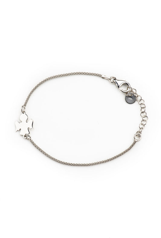 Bracciale maglia coreana Angelo in argento 925 rodiato. Lunghezza 17+3 cm