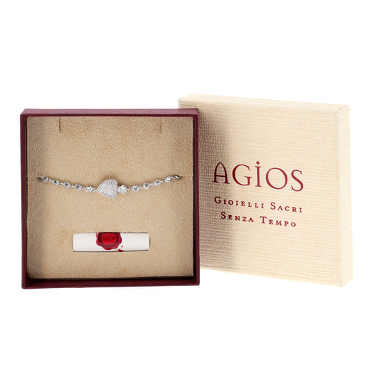 Bracciale Sacrum Cor, Cuore Votivo e zirconi, argento 925