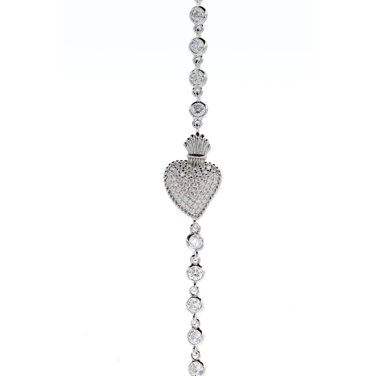 Bracciale Sacrum Cor, Cuore Votivo e zirconi, argento 925