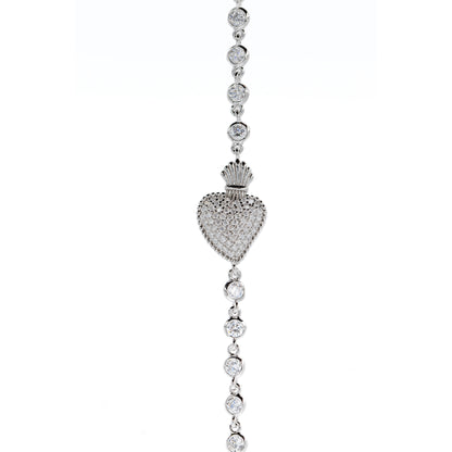 Bracciale Sacrum Cor, Cuore Votivo e zirconi, argento 925