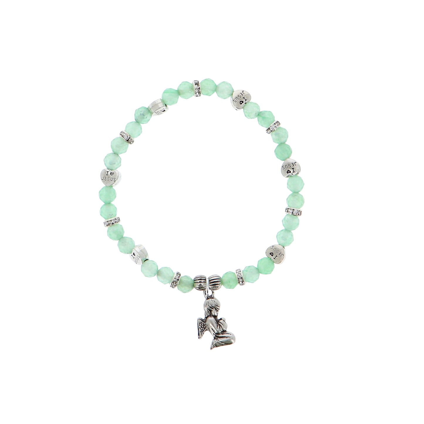 Bracciale angelo custode in giada verde con confezione