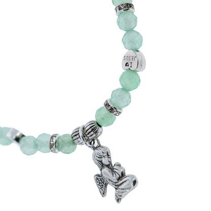 Bracciale angelo custode in giada verde con confezione