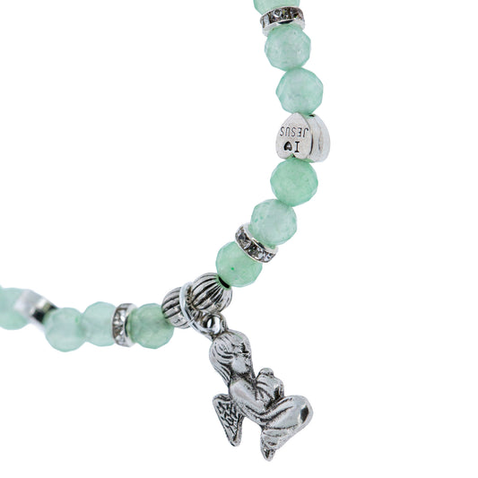 Bracciale angelo custode in giada verde con confezione