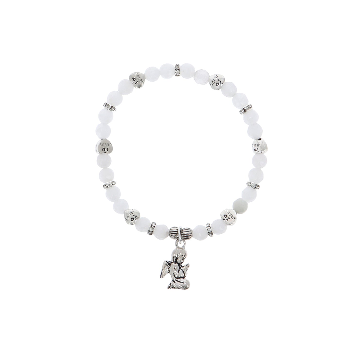 Bracciale angelo custode in giada bianca con confezione