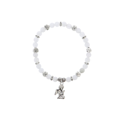 Bracciale angelo custode in giada bianca con confezione