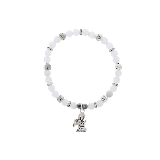 Bracciale angelo custode in giada bianca con confezione