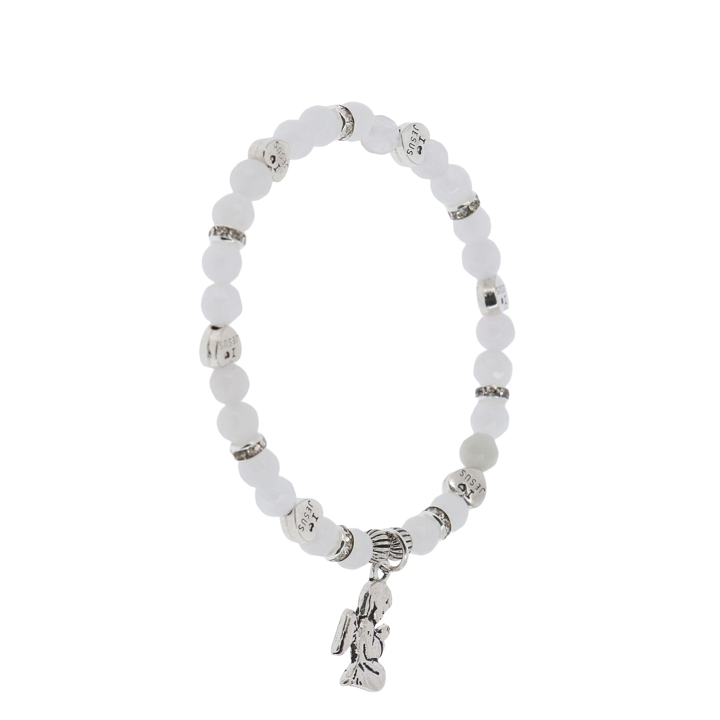 Bracciale angelo custode in giada bianca con confezione