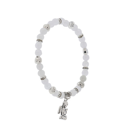 Bracciale angelo custode in giada bianca con confezione