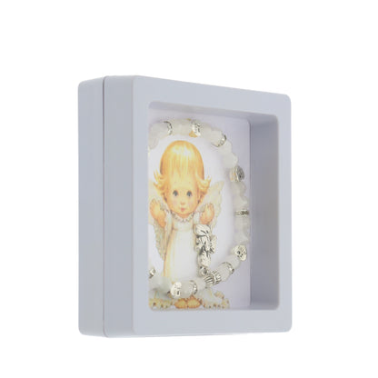 Bracciale angelo custode in giada bianca con confezione