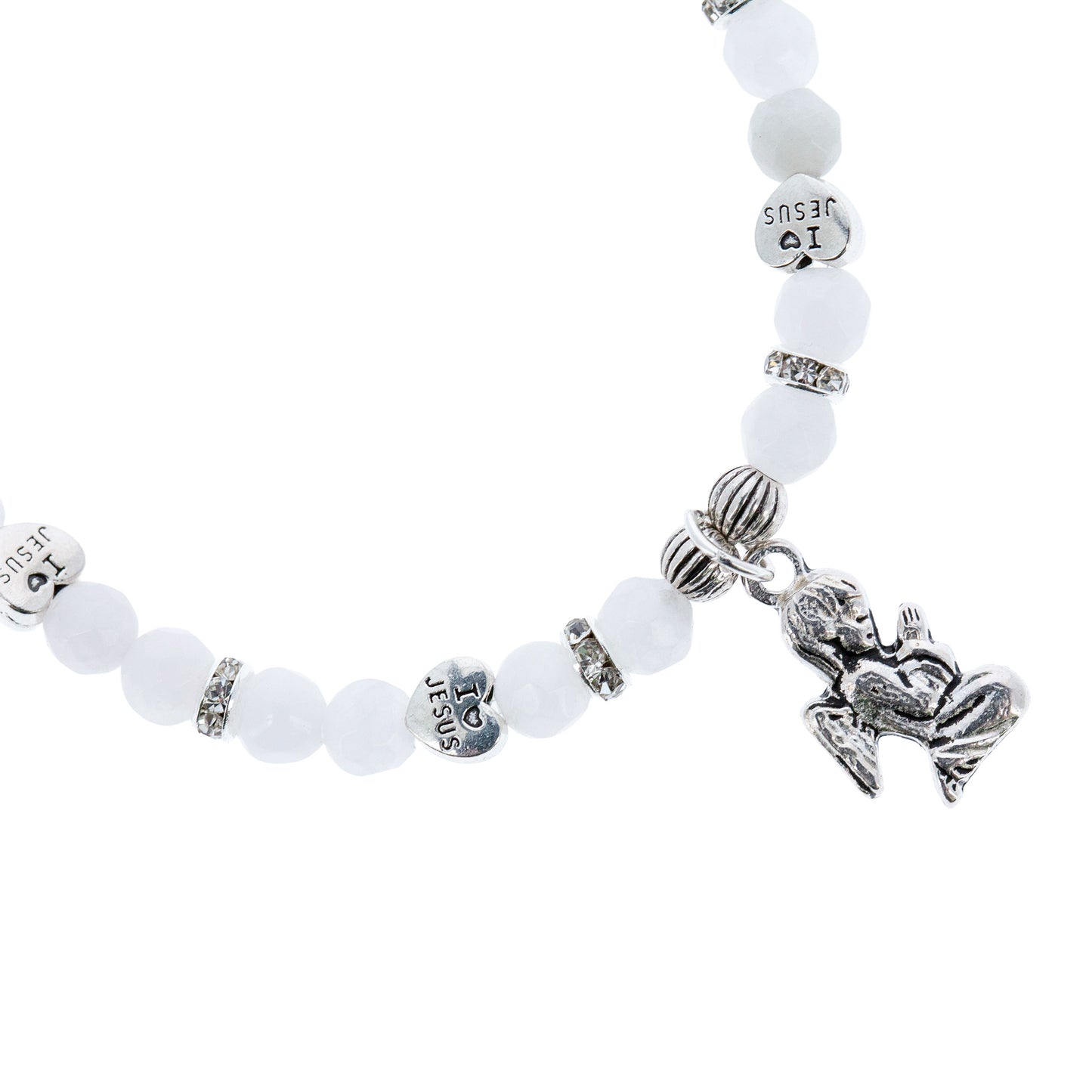 Bracciale angelo custode in giada bianca con confezione