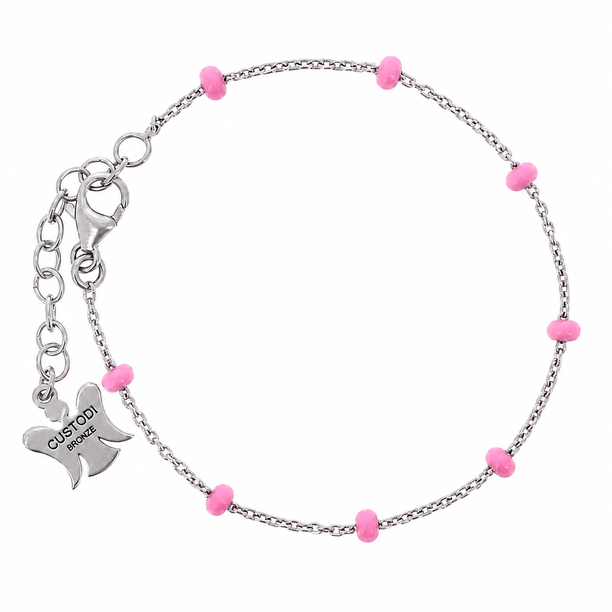 Bracciale bimba in bronzo e grani rosa