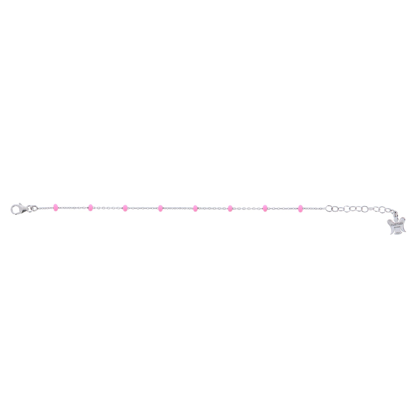 Bracciale bimba in bronzo e grani rosa