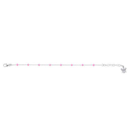 Bracciale bimba in bronzo e grani rosa
