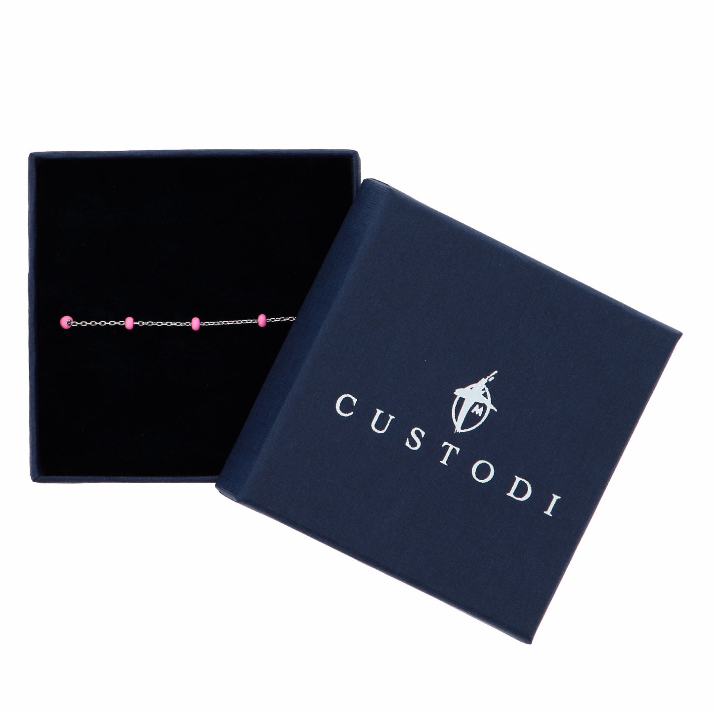 Bracciale bimba in bronzo e grani rosa
