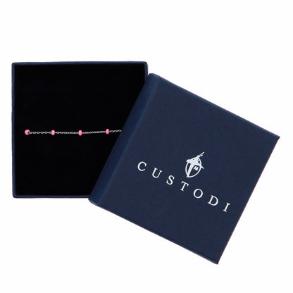 Bracciale bimba in bronzo e grani rosa