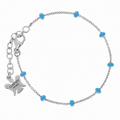 Bracciale bimbo in bronzo e grani celesti