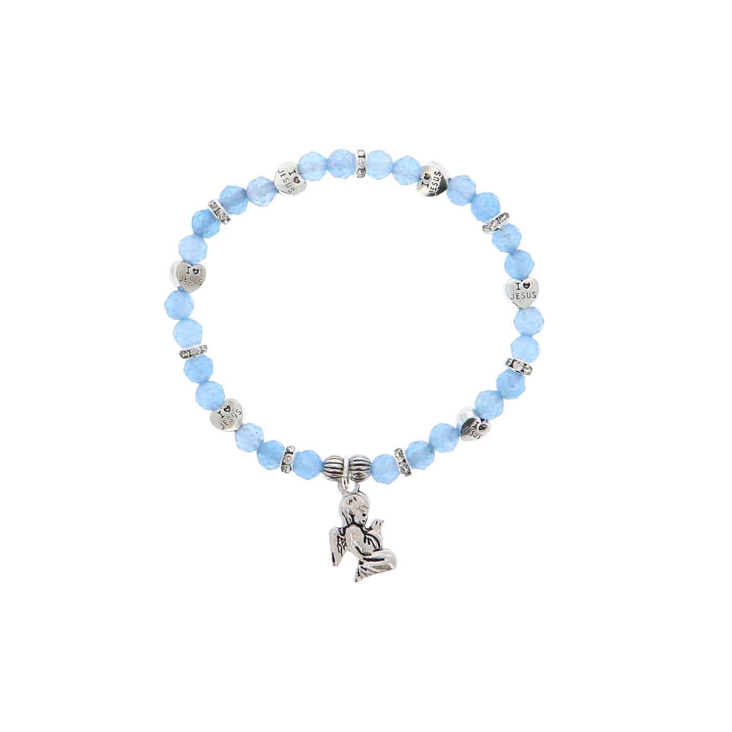 Bracciale angelo custode in giada celeste con confezione