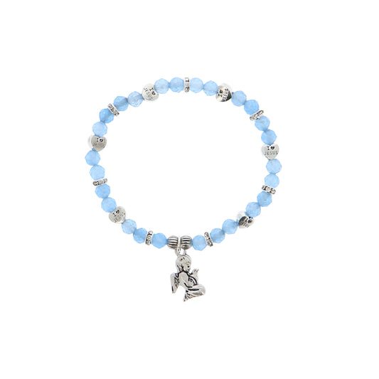 Bracciale angelo custode in giada celeste con confezione