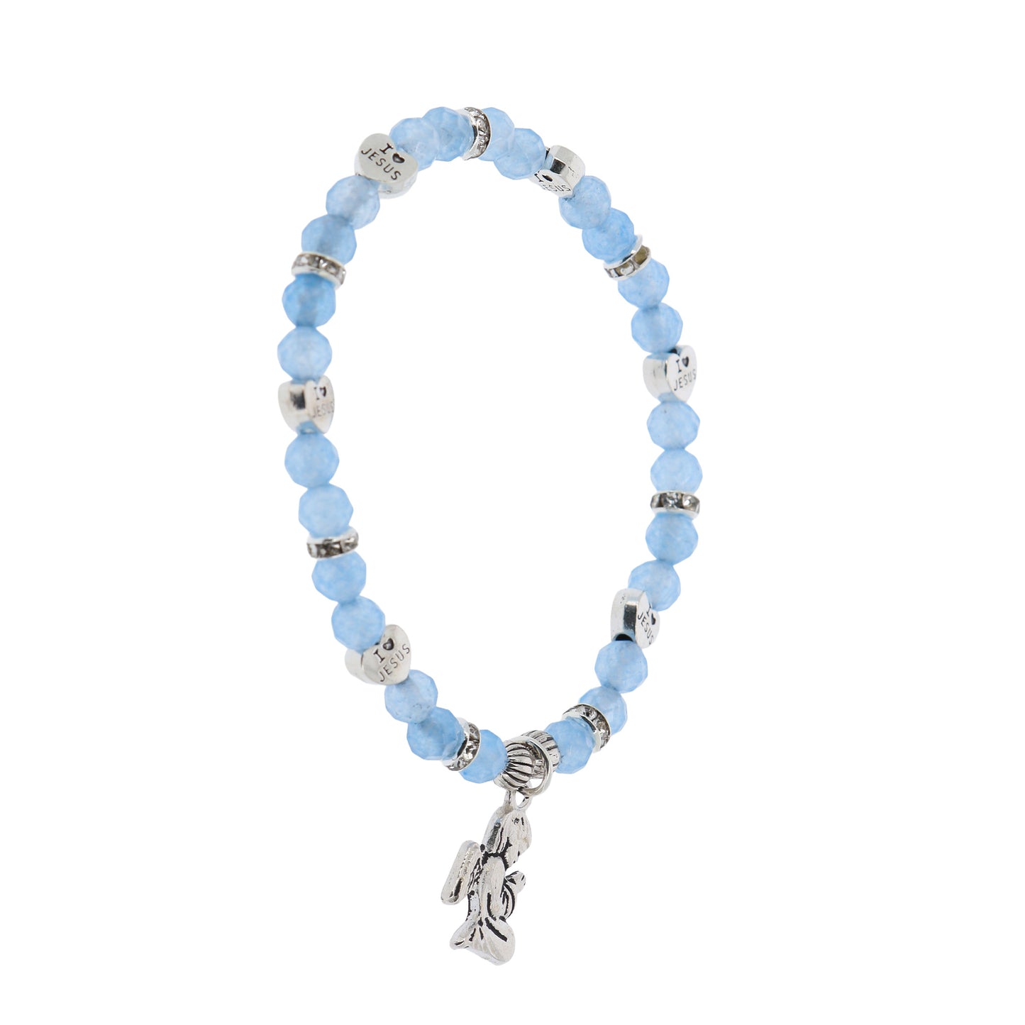 Bracciale angelo custode in giada celeste con confezione