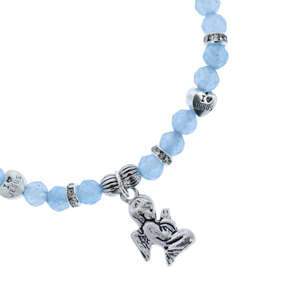 Bracciale angelo custode in giada celeste con confezione