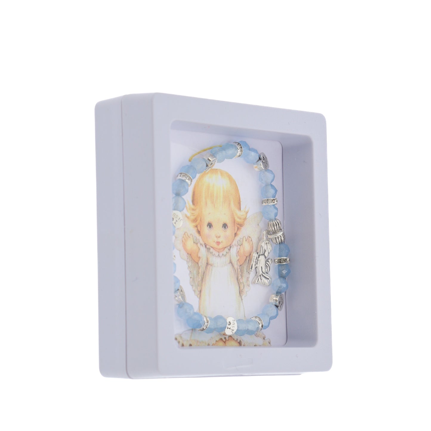 Bracciale angelo custode in giada celeste con confezione