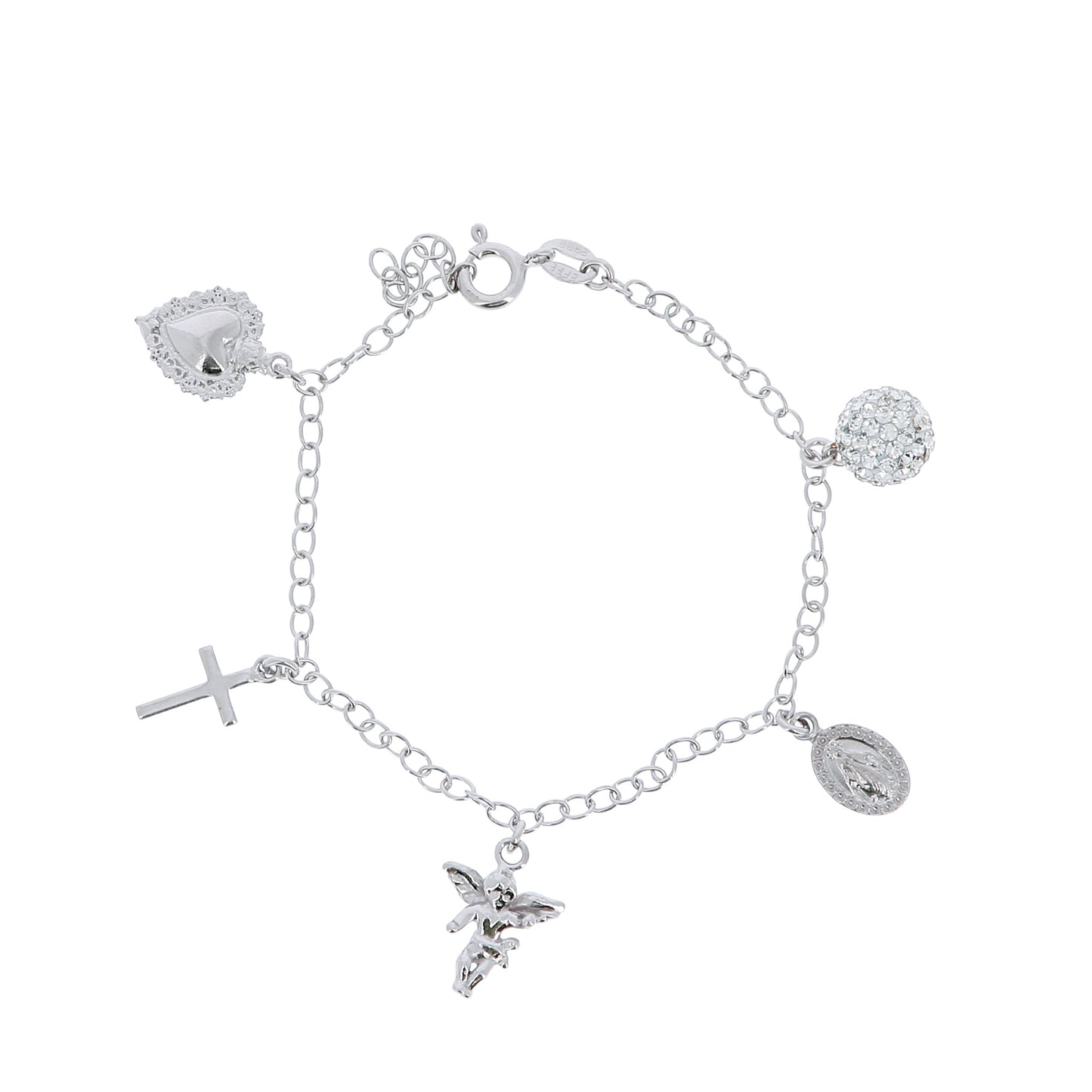 Bracciale in argento 925 con ciondoli religiosi
