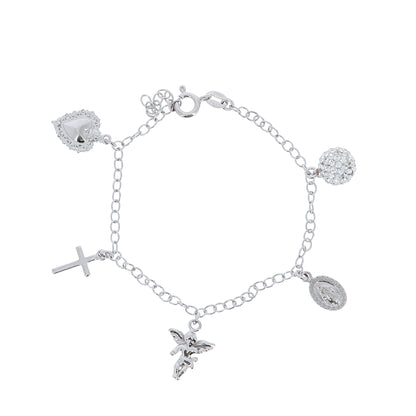 Bracciale in argento 925 con ciondoli religiosi