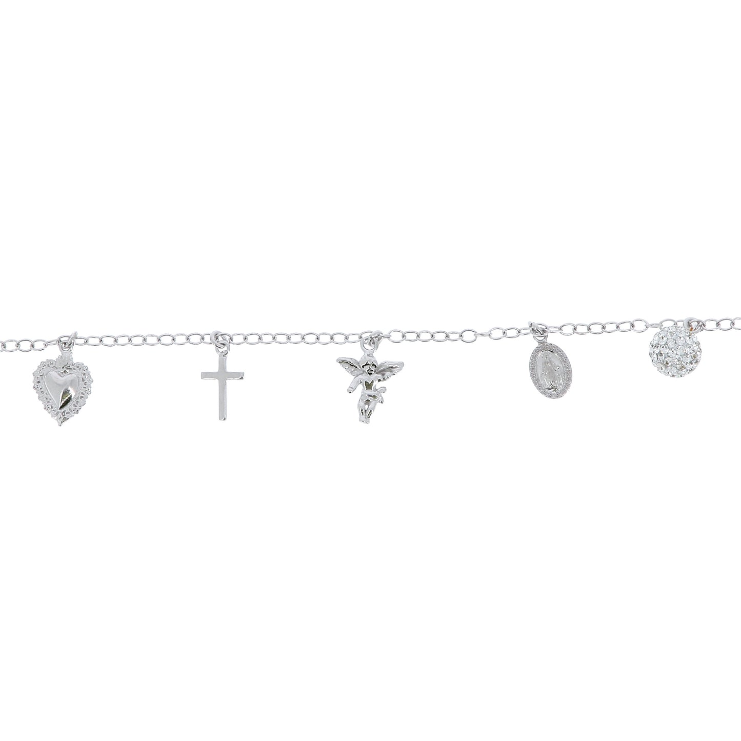 Bracciale in argento 925 con ciondoli religiosi