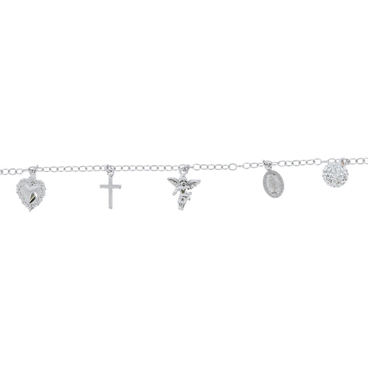 Bracciale in argento 925 con ciondoli religiosi