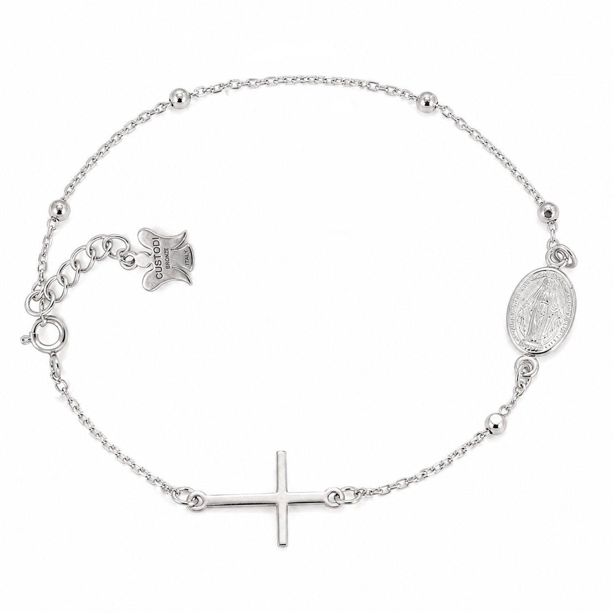 Bracciale Croce e Medaglia Miracolosa in bronzo 21 cm