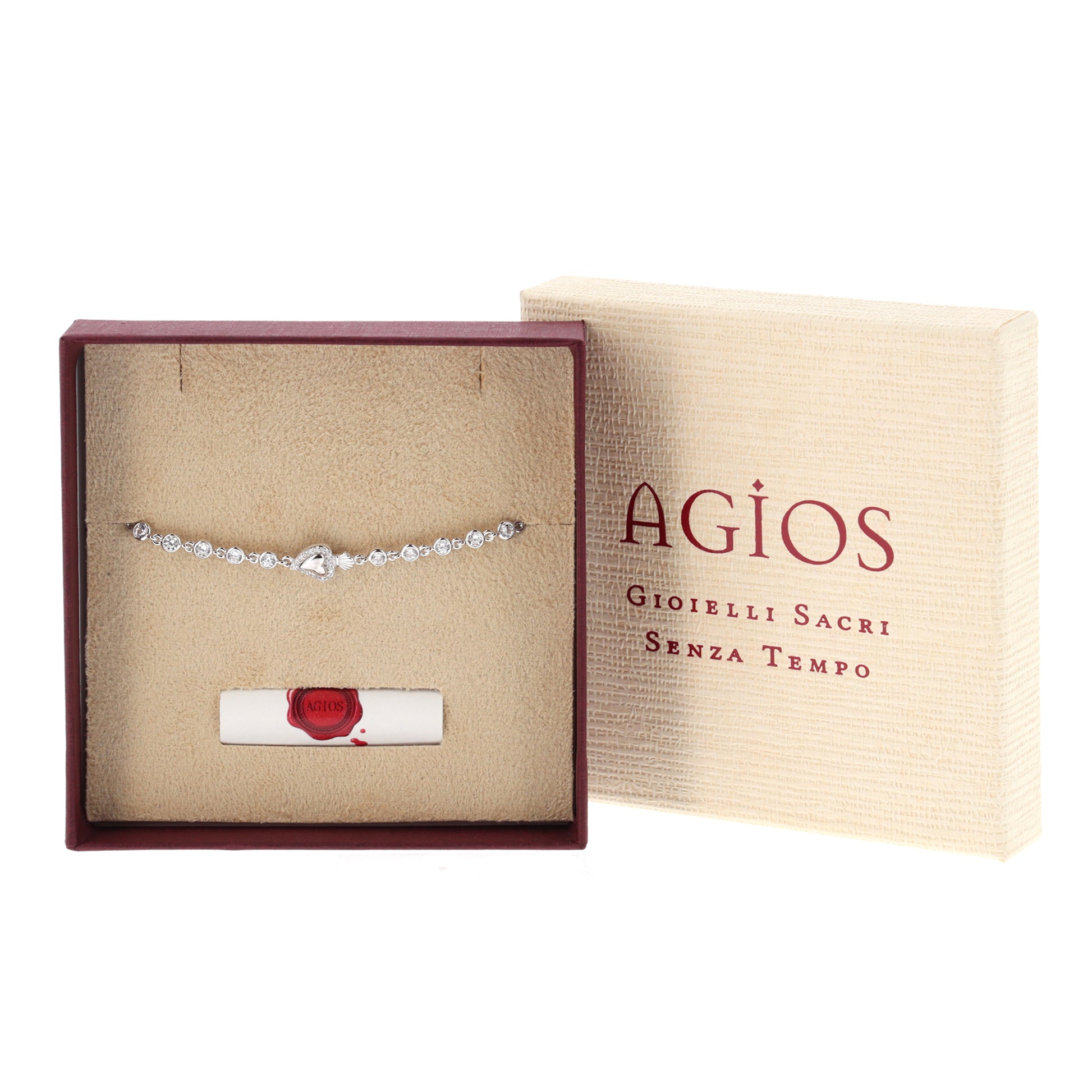 Bracciale Sacrum Cor, Cuore Votivo con punti luce, argento 925