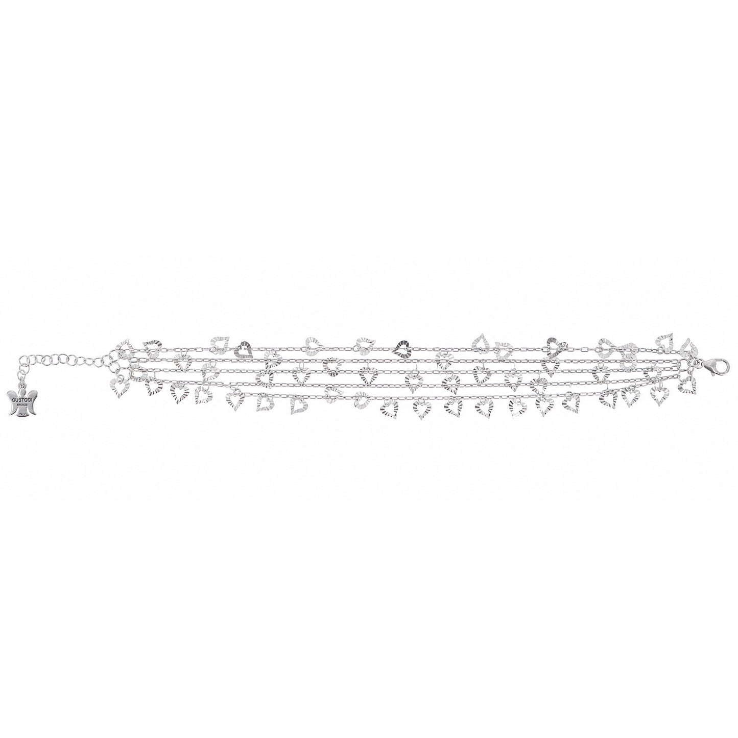 Bracciale cinque Fili Cuoricini Bronzo 23 cm