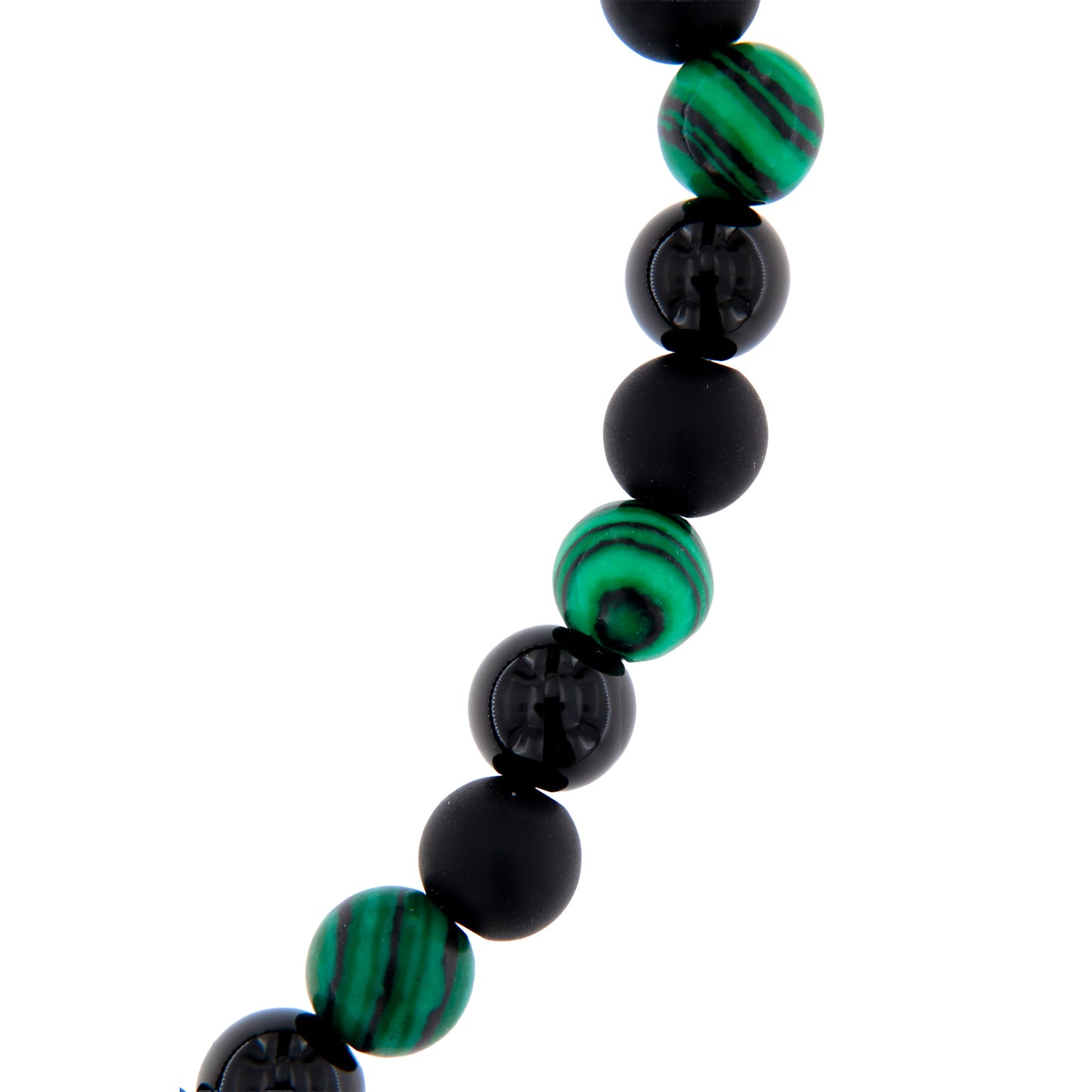 Bracciale Uomo Pietre Dure Nere e Verdi con Tau - 6 mm